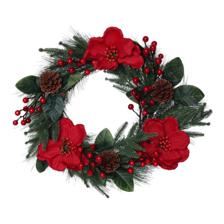 THREE FLOWERS BERRY WREATH - 140-5702949