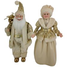 STANDING SANTA & MRS SANTA 45cmH PLASTIC HEAD/HANDS - 160-4503205