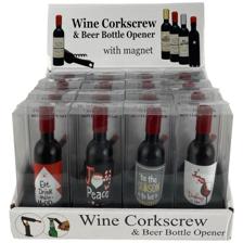 MAGNET RED TOP BOTTLE SHAPED CORKSCREW WITH BEERE OPENER FUN - 180-0300039
