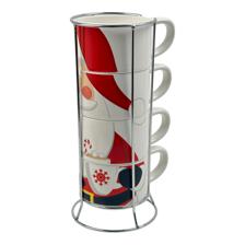 SET OF 4 WITH RACK 10OZ MUG - 180-1000136
