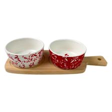 2 CERAMIC BOWL WITH DECAL DIA8.5X4
1 BAMBOO TRAY 25X9.5
COLO - 180-2000073