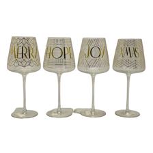 SET OF 4  WINE CUP  WITH DECAL4  DECAL ASST - 180-2900364