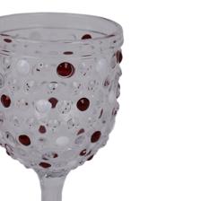 WINE GLASS CLEAR WITH REDWHITEHAND PAINTING - 180-2900658
