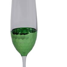 CHAMPAGNE GLASS CLEAR WITH ETCHING & GREEN ELECTROPLATING - 180-2900680