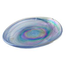 EGG SHAPE GLASS PLATE IN INK BLUE ALABASTER AND LUSTER ON TH - 180-3200043