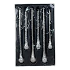 SET OF 6 GLASS ICICLES - 180-3301093