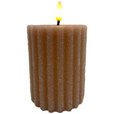 LED WAX CANDLE WITH BULLET FLAMESTRIPE LINE PATTERN AND BEAD - 200-9100460