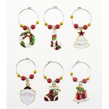 6PK XMAS BEADED WINE CHARMS - 201-0300165