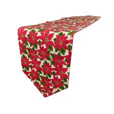 TABLE RUNNER WITH GLITTER POINSETTIA PRNTING - 201-8900464