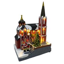 POLY CHURCH W/LED LIGHT AND MOVEMENT (USE 3PCS 1.5V "AA" BAT - 201-9500035