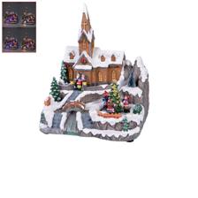 RESIN XMAS CHURCH VILLAGE WITH - 201-9600004