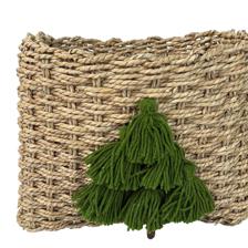 S/2 GRASS BASKET WITH COTTON TREE DECO - 202-2900086