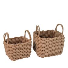 S/2 SQUARE COTTON HANDLE BASKET - 202-2900088