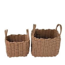S/2 SQUARE COTTON HANDLE BASKET - 202-2900088