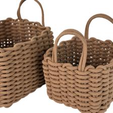 S/2 SQUARE COTTON HANDLE BASKET - 202-2900088