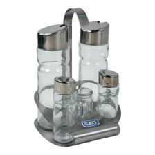GLASS SPICE JAR SET WITH STAND - 354-130022