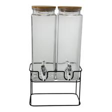 JARRA 2 FRASCOS DE VIDRO COM SUPORTE - 354-130025