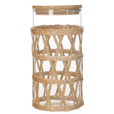 high borosilicate glass jar with cattail wrapped bamboo lid1 - 412-082653