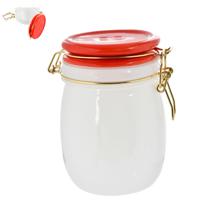 mid glass jar with white color - 412-62219
