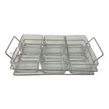 6PCS GLASS BOWLS SET WITH SILVER COLOR METAL RACK - 412-62323