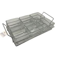 6PCS GLASS BOWLS SET WITH SILVER COLOR METAL RACK - 412-62323