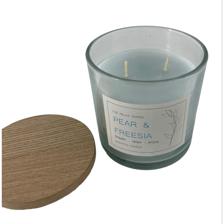 2 wicks Scented candle in glass jar with wood lid
SizeD10xH1 - 415-652178
