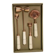 S/4 BAR SET ROSE GOLD FINISH&MARBLE HANDLE - 429-6000131