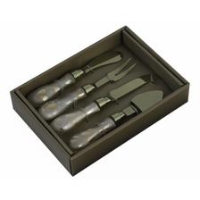 S/4 CHEESE SET GOLD FINISH & GOLD GLASS HANDLE - 429-66000037
