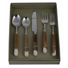 S/5 FLATWARE SET WOOD/RESIN HANDLE - 429-66000044