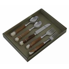 S/5 FLATWARE SET WOOD/RESIN HANDLE - 429-66000044