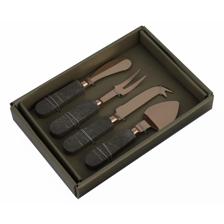 S/4 CHEESE KNIVES SET COPPER FINISH & TERRAZZO HANDLE - 429-66000051