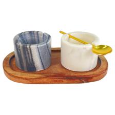 White and grey bowl gold spoon - 429-6800102