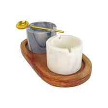 White and grey bowl gold spoon - 429-6800102