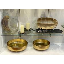 ROUND BOWL HAMMERED W/FEET GOLD (MEDIUM) - 429-750115