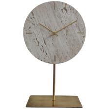 LIGHT TRAVENTINE MARBLE TABLECLOCK WITH IRON STAND - 429-980004