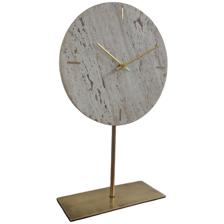 LIGHT TRAVENTINE MARBLE TABLECLOCK WITH IRON STAND - 429-980004