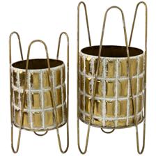 2/S METAL FLOWERPOT WITH METALSTAND - 448-2215411