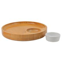 bamboo plate with ceramic bowl - 448-5820031
