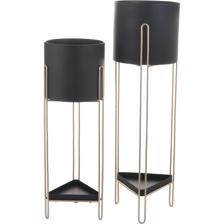 2/SET METAL PLANTER POTS W/ RACK - 448-5912886