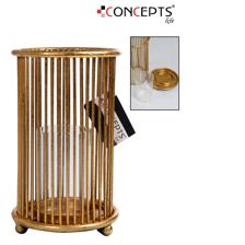 IRON CANDLE HOLDER W/ GLASS CU - 448-638734