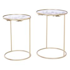 2/SET IRON / GLASS ROUND TABLE - 448-7812611