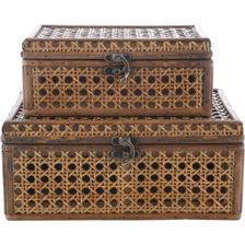 2/SET RATTAN/WOOD BOX - 449-345416