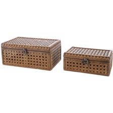 2/SET RATTAN/WOOD BOX - 449-345416