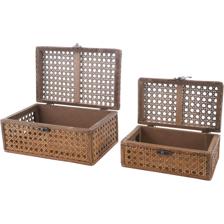 2/SET RATTAN/WOOD BOX - 449-345416