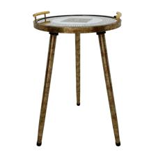 GLASS / PLASTIC ROUND TABLE (W. IRON LEGS) - 454-070822