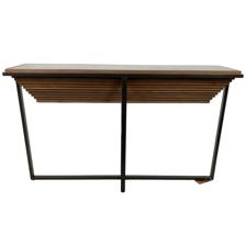 WOOD / IRON CONSOLE TABLE W. GLASS TOP - 454-221324