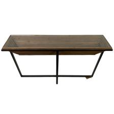 WOOD / IRON CONSOLE TABLE W. GLASS TOP - 454-221324