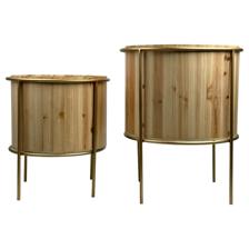 2/S WOOD / IRON PLANTER POTS - 454-3500020