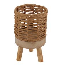 PAPER ROPE WEAVING BASKET WITHWOODEN LEGS - 454-5400052