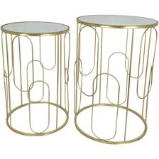 Gold metal table set/2mirror top - 531-42172